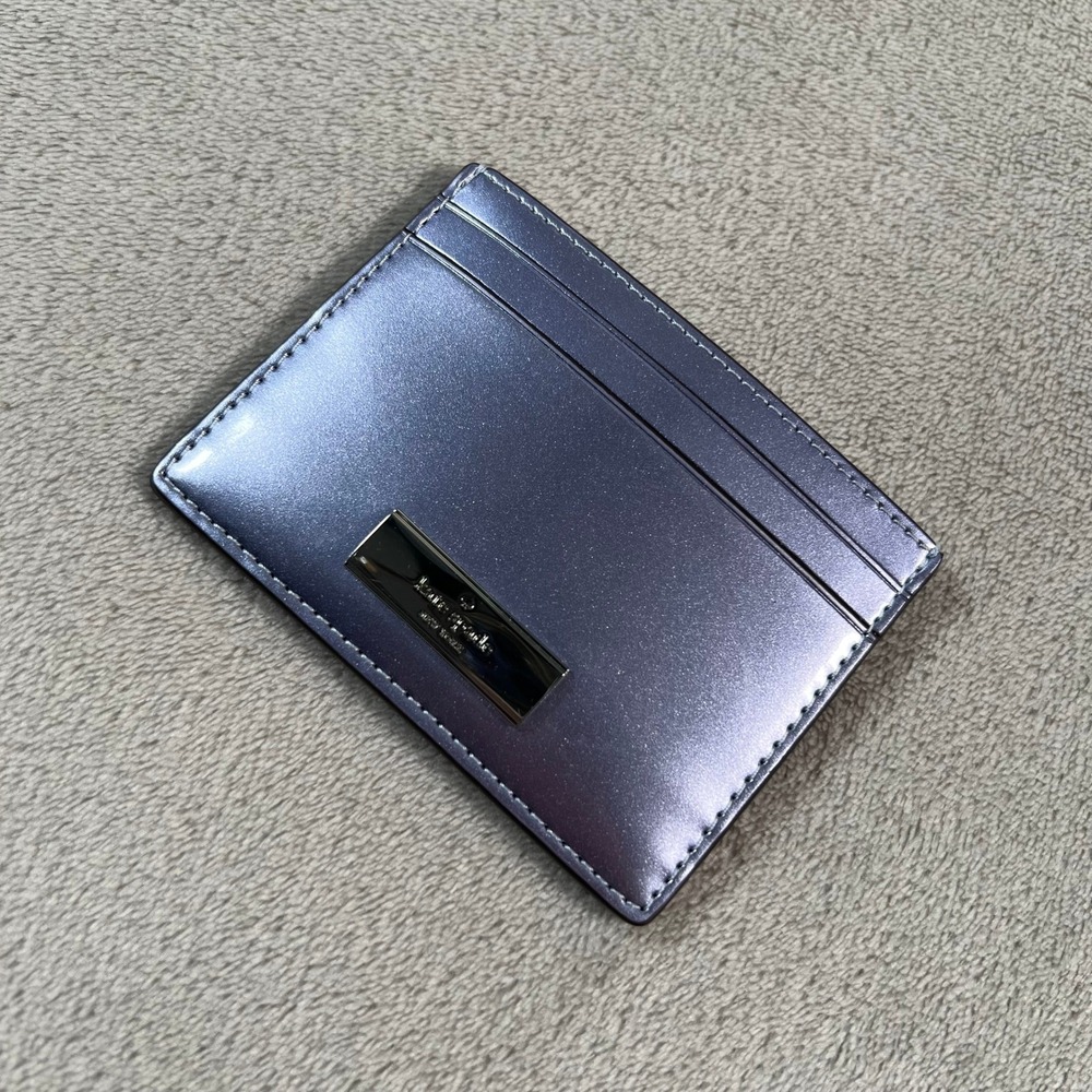 Kate Spade New York Metallic Lavender Leather Slim Card Holder Wallet Purple